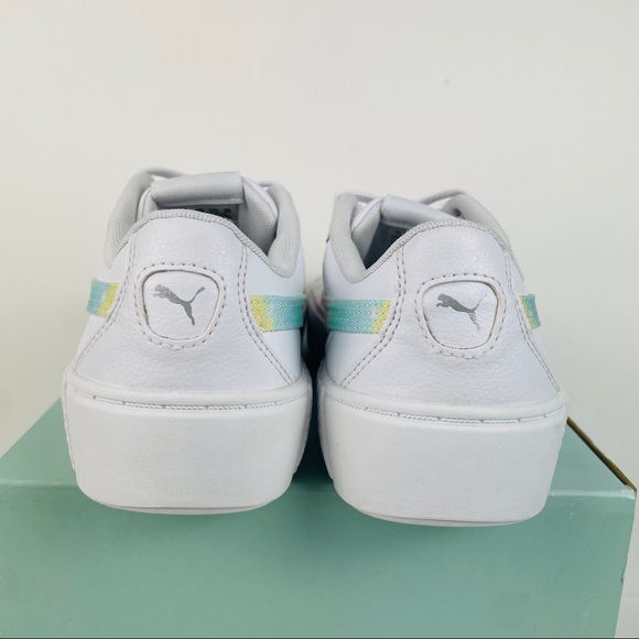 Puma Smash Platform V2 White Tie-Dye Logo Sneakers 383922-01 Women’s Size 7.5 - Picture 6 of 10
